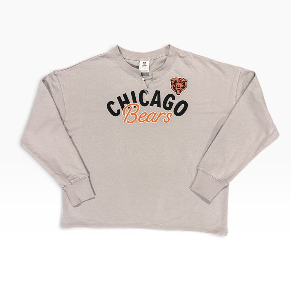 NFL Chicago Bears Women's Notch Neck Sweatshirt in Grey, Medium